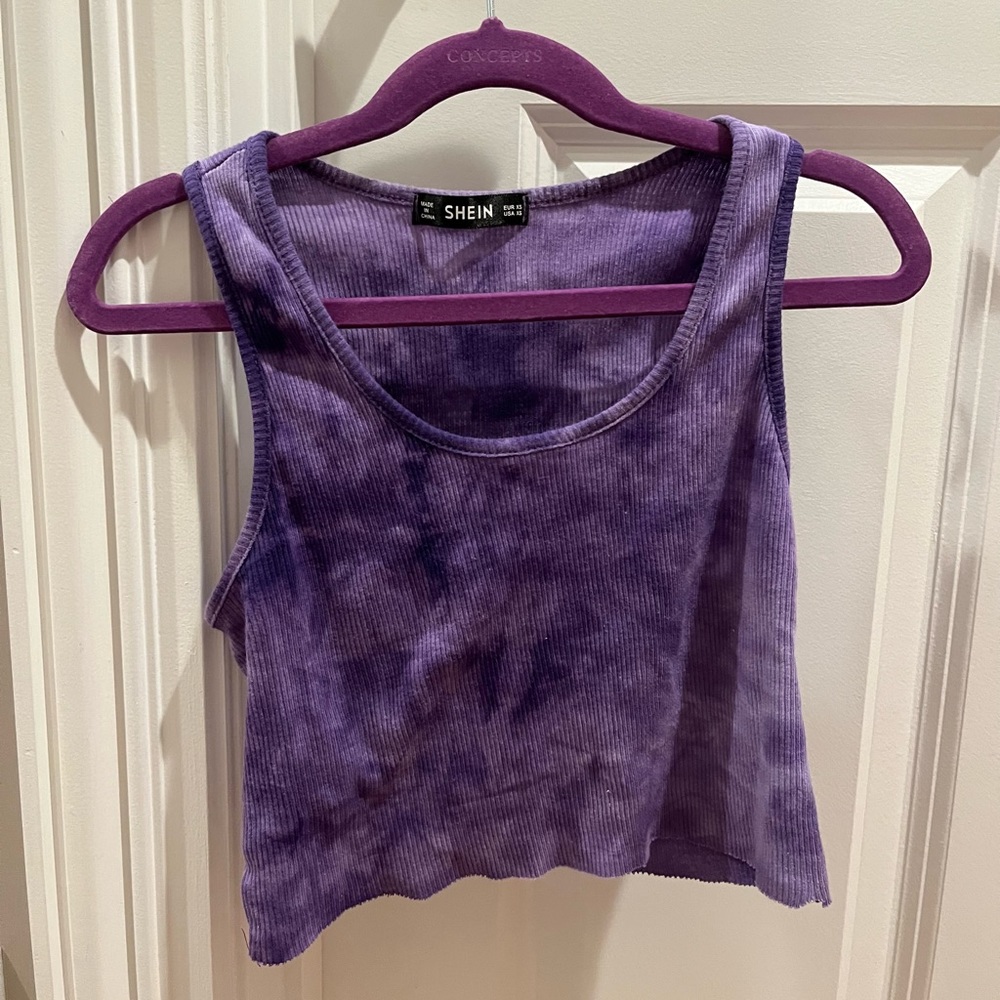 Shein purple tie dye cropped tank top